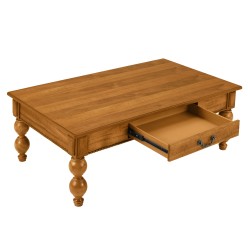 Rectangular Wooden Coffee Table with Storage Drawer, Vintage Cocktail Table